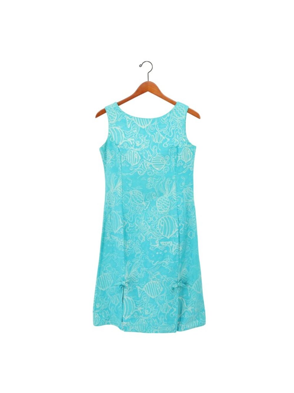 Vintage 60s Beachcomber Jamaica W.I Hand Screened Fish Print Blue Shift Dress